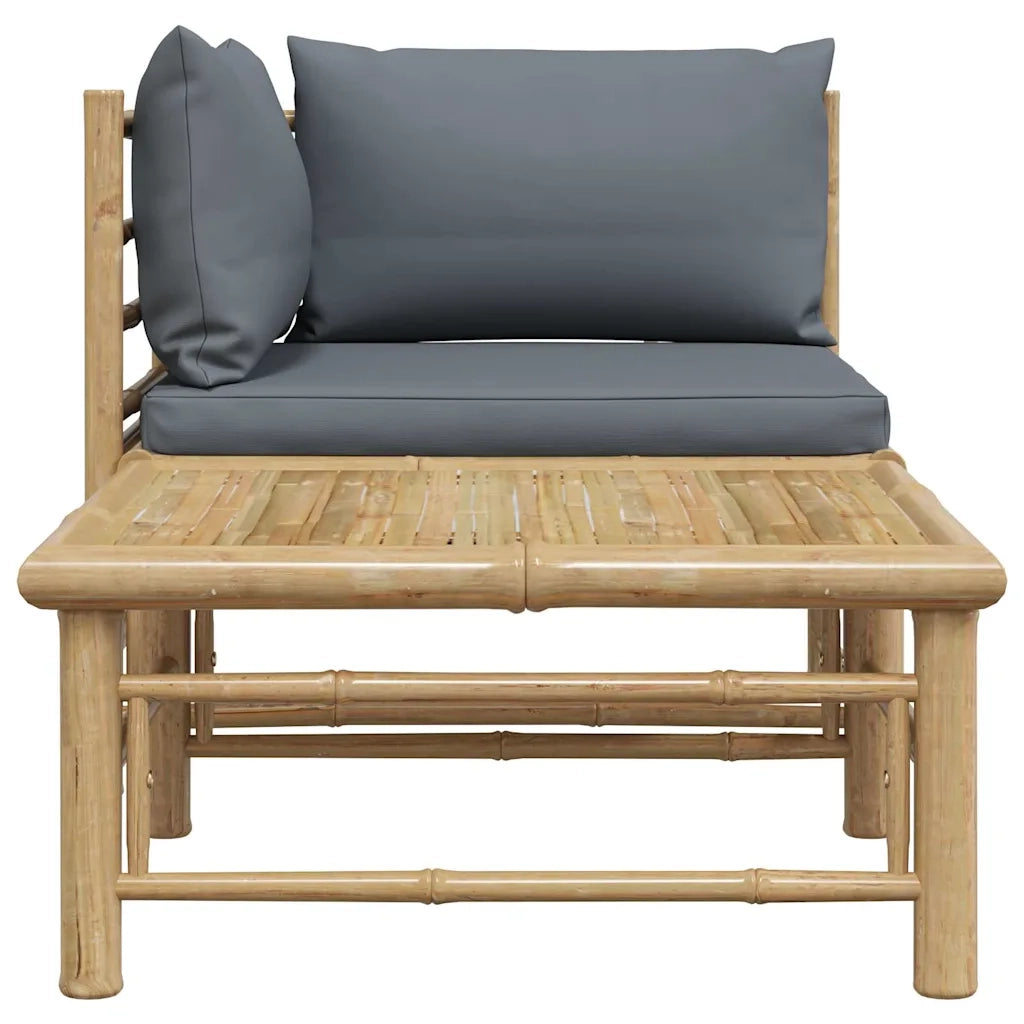 Salotto da Giardino-Set Divani da Giardino 2 pz con Cuscini Grigio Scuro in Bamb¨´ 258710