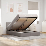 Pouf Letto con Materasso e LED Tortora 140x190 cm in Tessuto
