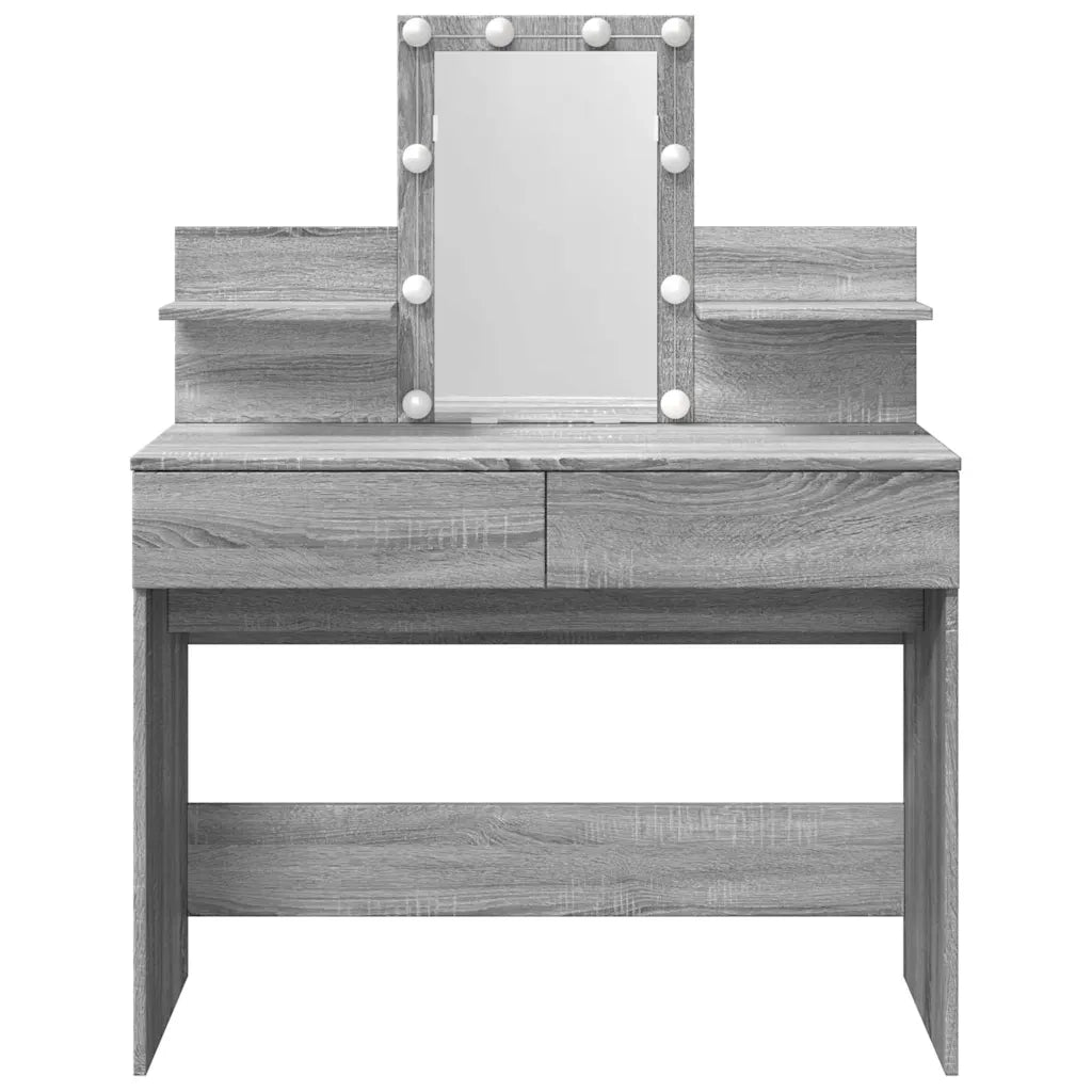 Toeletta | Tavolo da Trucco con LED Grigio Sonoma 100x40x130 cm
