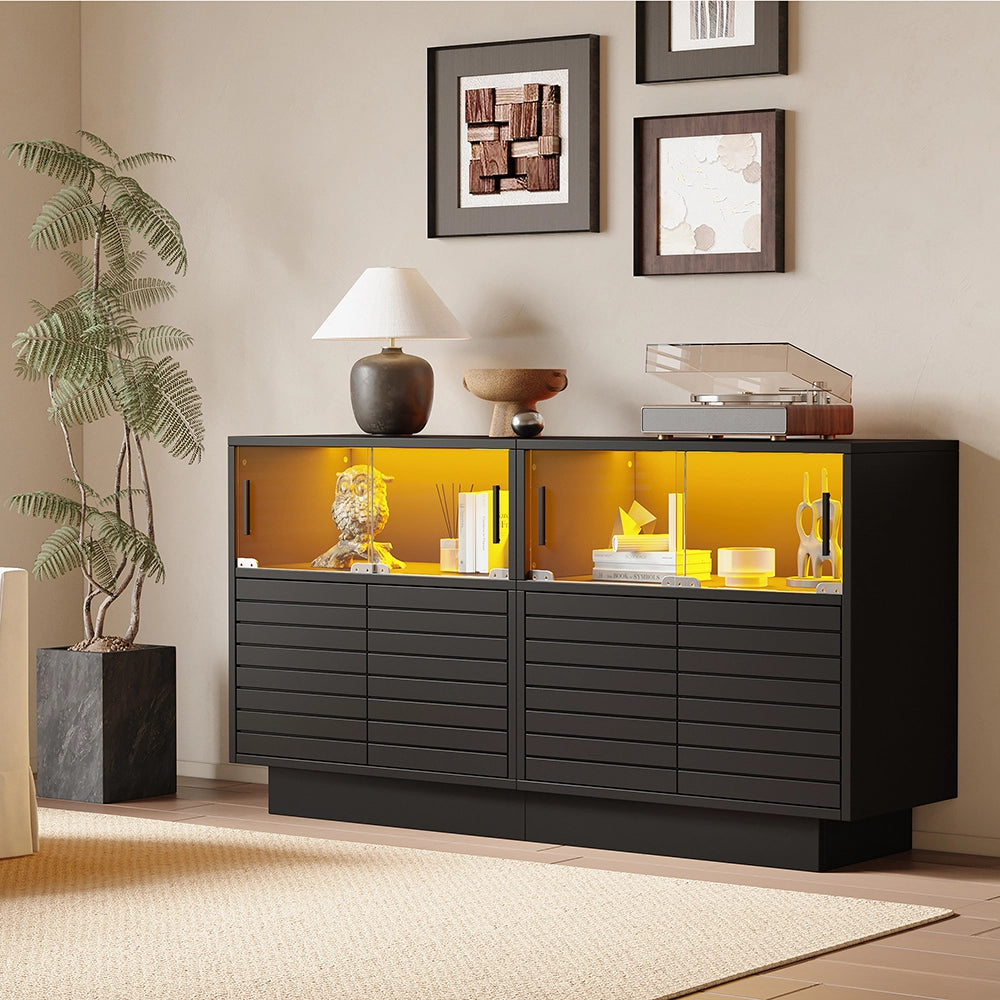 Buffet - Xylo - 2armad/4scomparti vetro LED 130x35x68cm