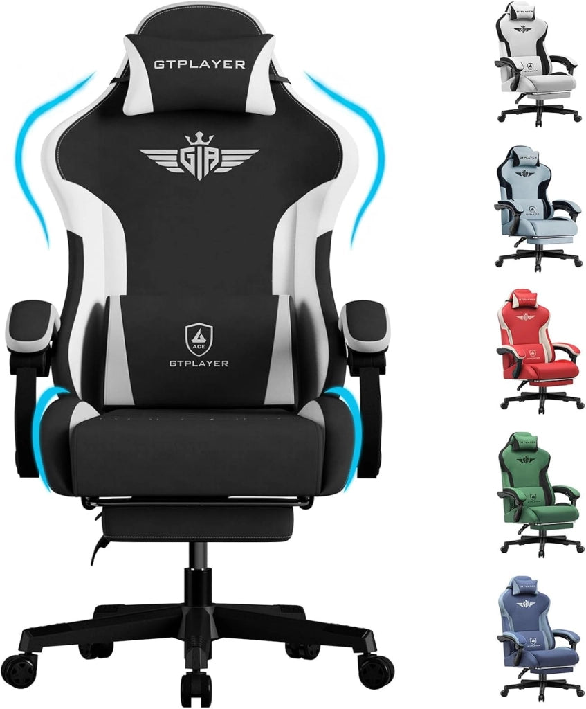 Sedia da gaming, ergonomica, in Tessuto tecnico, con supporto lombare, sedia PC con schienale allargato, portata fino a 150 kg, marrone