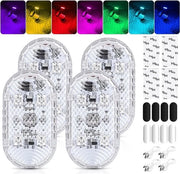 Led Bicchiere di Soggiorno - Luce RGB a Tasto Magnetica 4 pezzi: 7 colori regolabili illuminazione di ambiente interno - lampada USB ricaricabile accessori per l'auto.