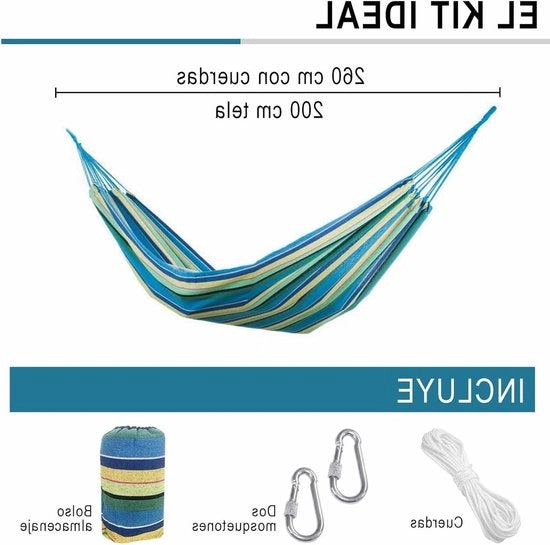 Hangmat per Giardino 200 x 80 cm - Telaio Robusto e Stoffa Comoda - Facile da Installare - Portatile - Relax all'Aperto - Sedile per Terrazza (Blu)
