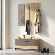 Mobile ingresso appendiabiti moderno con specchio e scarpiera - WOODWAVE