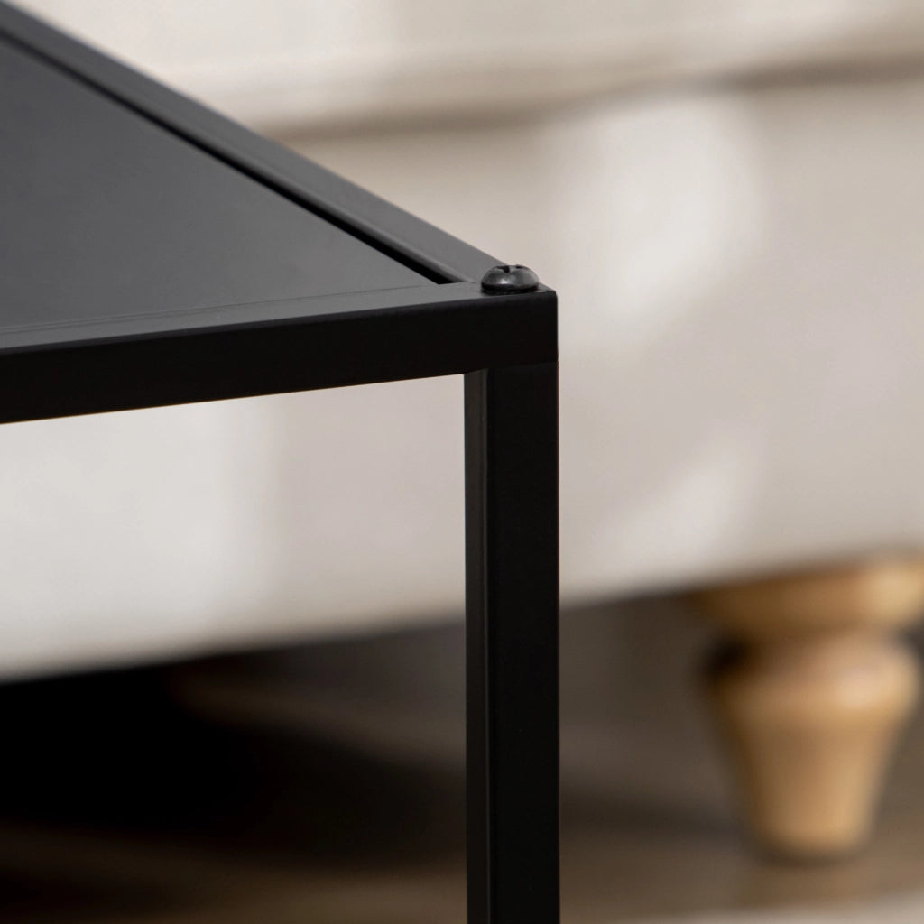 Tavolo da pranzo - set 2 tavolini - design moderno - struttura in acciaio - 120x59x45 cm - nero - fino a 10 kg