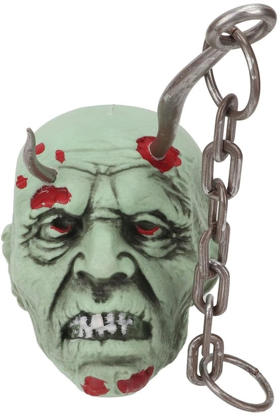 Decorazione per Halloween - Dettagli Realistici - Opknoping del Capo - Decorazione Intima - Materiale Premium in Plastica - 60 cm - Catena Metallica