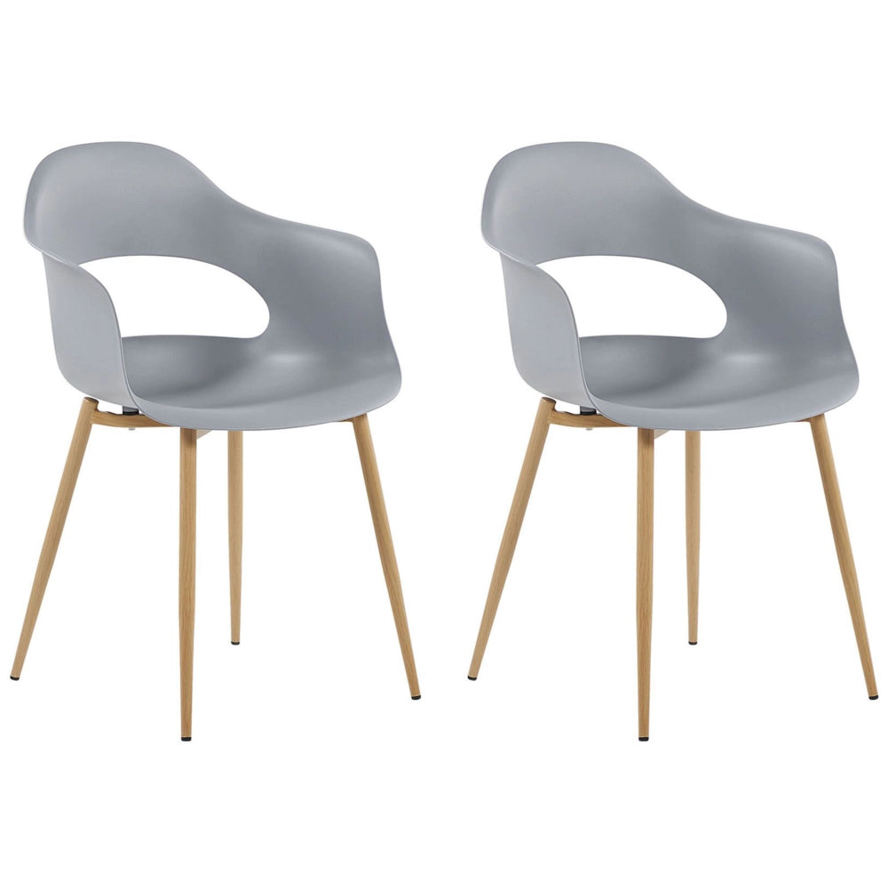 Set di 2 sedie da pranzo in materiale sintetico grigio gambe eleganti decorative