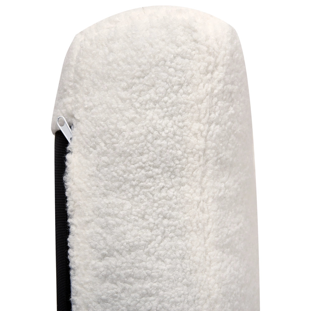 Divano a 3 posti gambe in legno poliestere rivestito in tessuto bouclé bianco soggiorno classico e contemporaneo