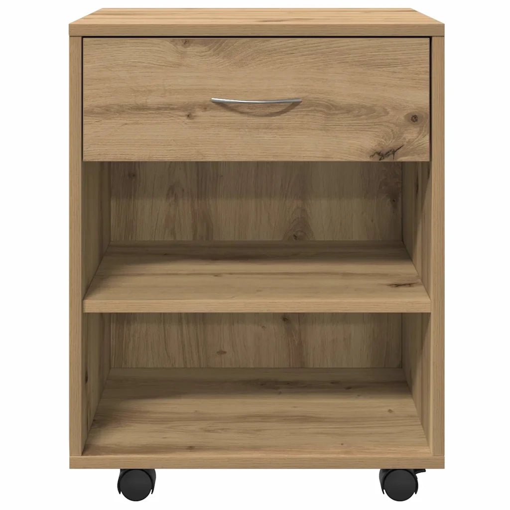 Carrello multifunzione con vani portaoggetti 46 x 36 x 59 cm realizzato in legno composito con finitura effetto legno anticato 02_0050906