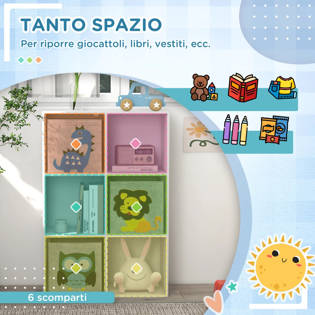Libreria per bambini con cubi e cestini ¨C ZephMum ¨C 62x30x91,5 cm bianco