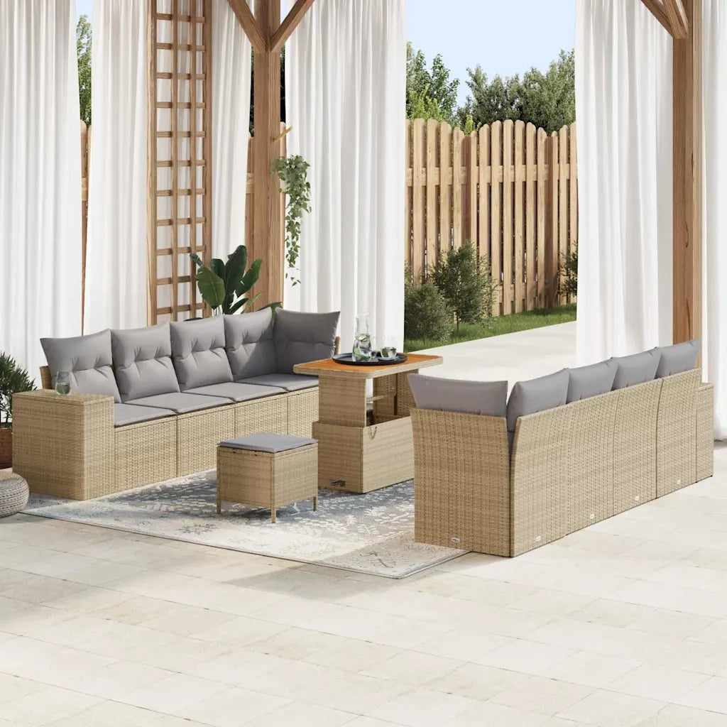 Set Divano da Giardino 11 pcs Beige e Grigio Chiaro polyrattan 3363932