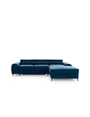 Divano angolare destro Blu scuro convertibile 3 posti JAYSON con contenitore integrato
