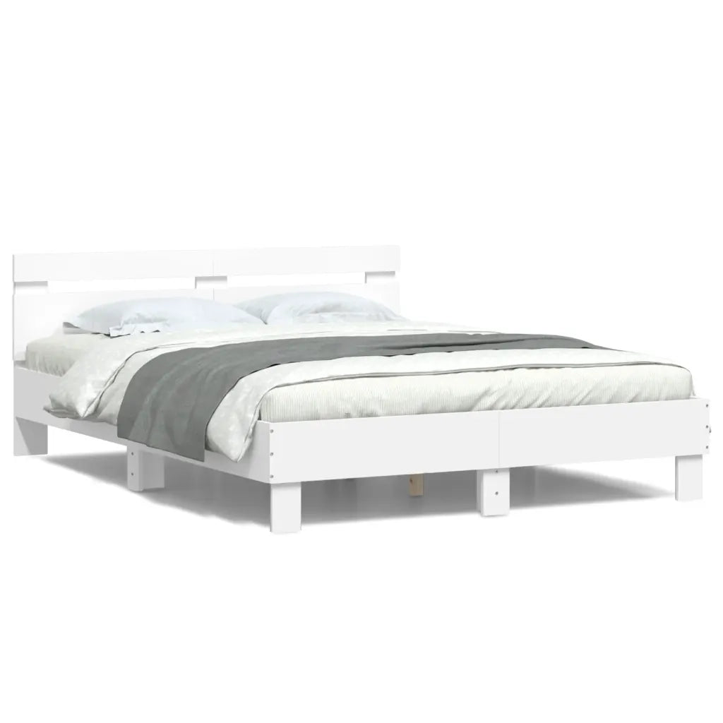 Giroletto con Testiera e LED-Struttura Letto con testiera Bianco 140x190 cm 168804