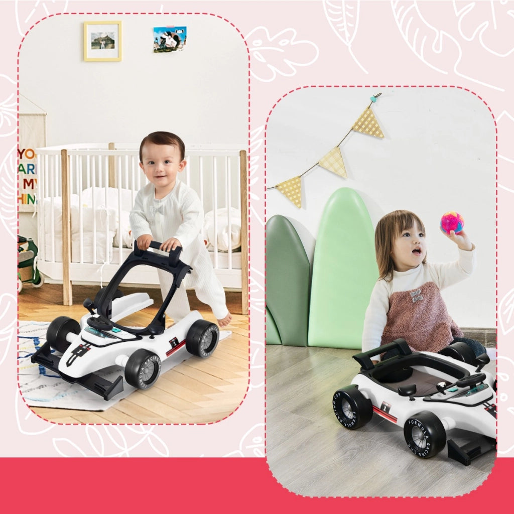 Primi passi 4 in 1 per neonati con altezza e velocit¨¤ regolabili, Primi passi a spinta con carillon con luci Bianco-Primi passi