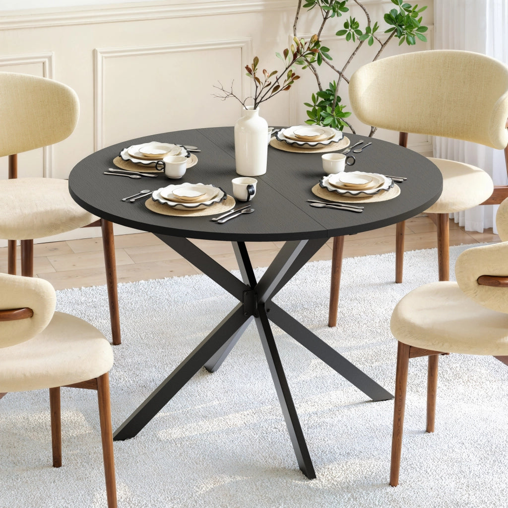 Tavolo da pranzo rotondo Ø120 cm con gambe a X nero