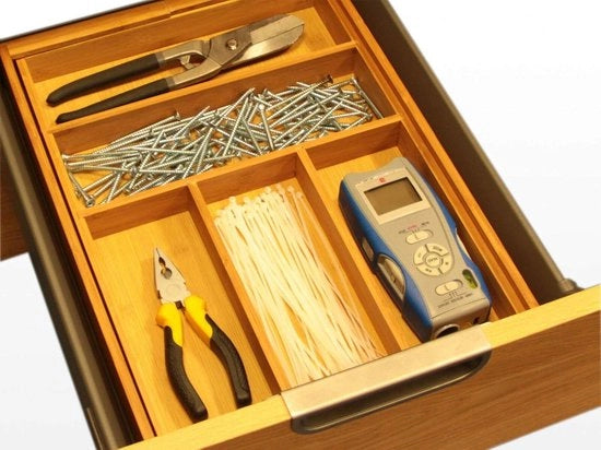 Inserti per carico regolabili - organizzatore per posate in cucina - realizzato in bambù naturale - 33-565 x 46 cm