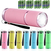 8 lampade da taschino in alluminio per bambini - 9 LED mini lampade da taschino per feste di compleanno - inclusi 24 batterie per scuola, campeggio, escursioni e emergenze.
