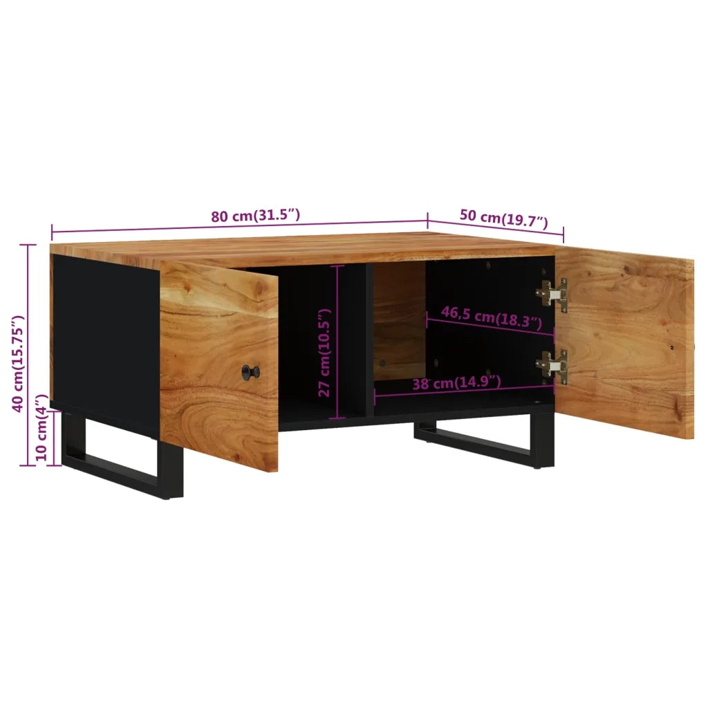 Tavolino da salotto | Tavolino da caff¨¨ | Tavolino da Soggiorno 80x50x40 cm Massello Acacia e Multistrato