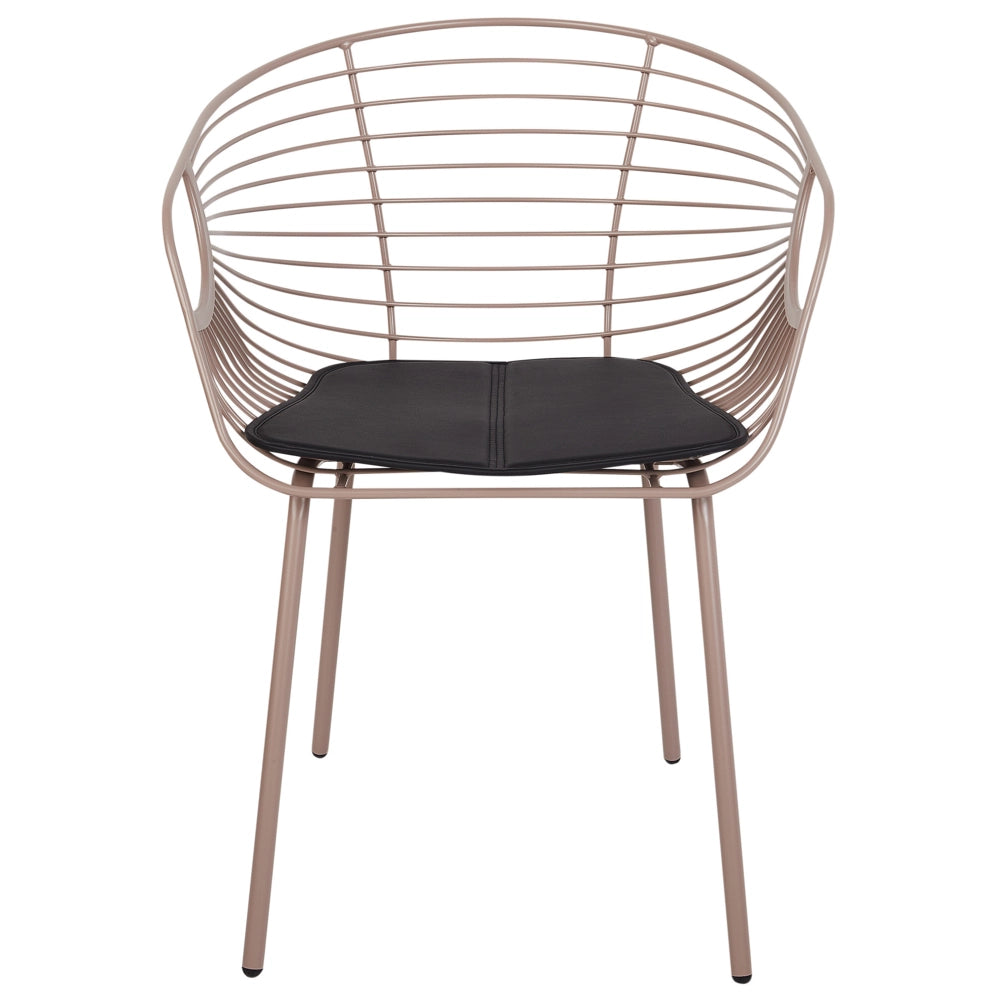 Set di 2 sedie da pranzo in metallo beige design ecopelle Nero cuscino per sedile Glam Industrial Modern