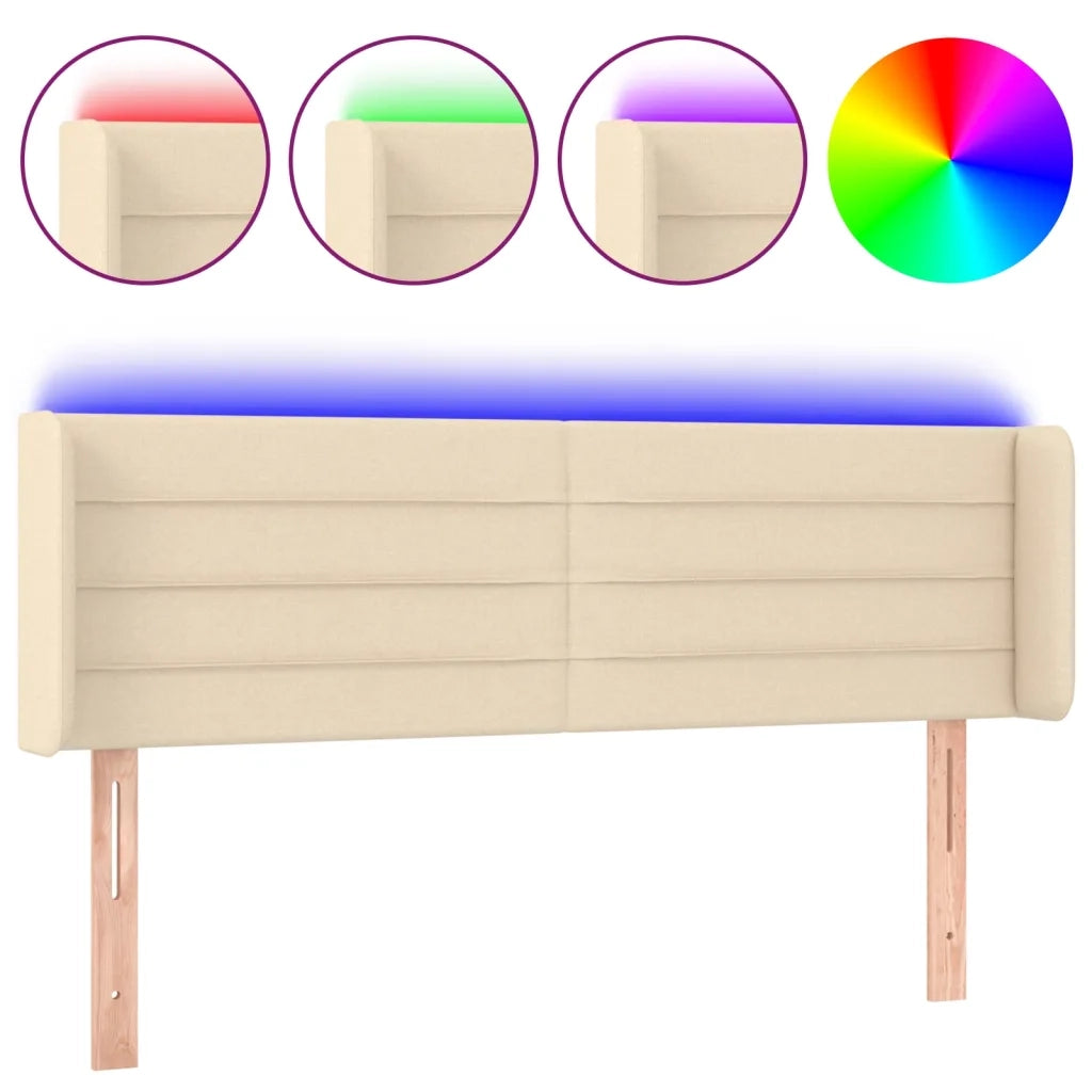 Testiera a LED-Testata con LED Crema 147x16x78/88 cm in Tessuto 311134