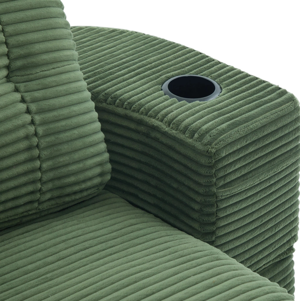 Poltrona relax trasformabile in chaise longue in velluto a coste smeraldo