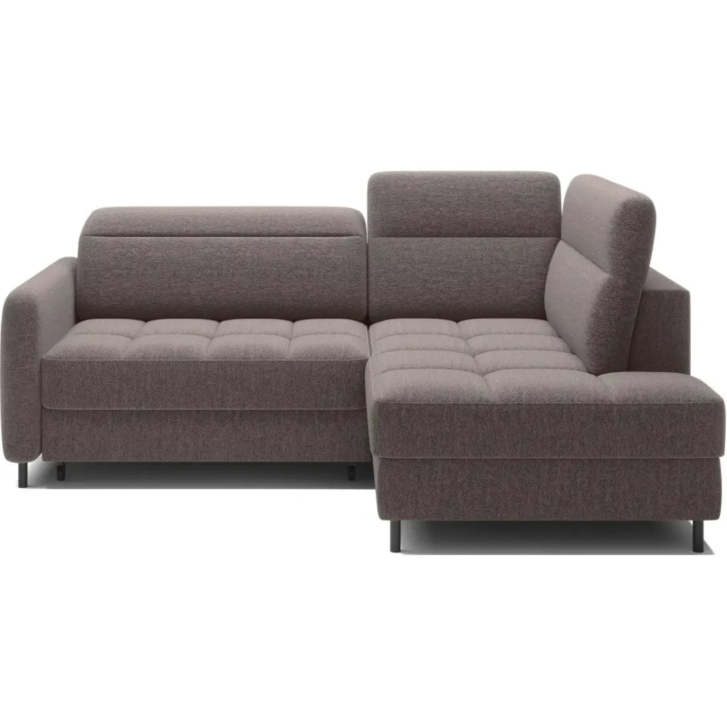 Divano ad angolo destro convertibile BARNEA 208 cm marrone con contenitore