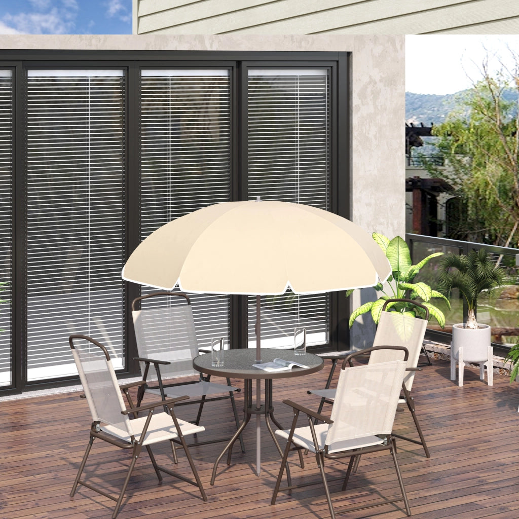 Set da giardino 6 pezzi ¨C zephmum ¨C tavolo rotondo + 4 sedie pieghevoli + ombrellone beige