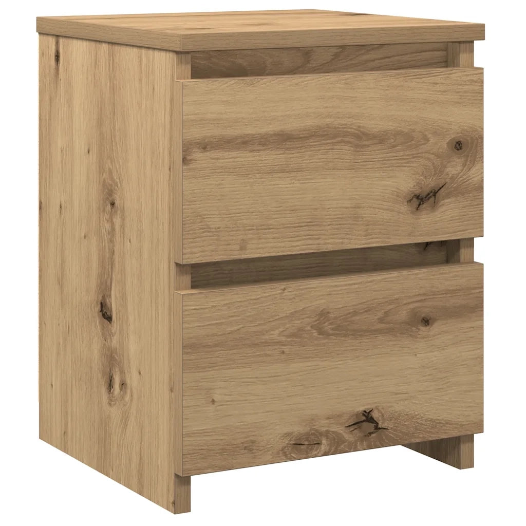 Comodini 2pz-Set di 2 Tavolino da notte Rovere Artigianale 30x30x40cm in Legno Multistrato