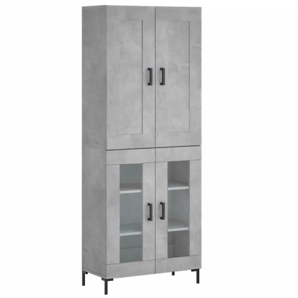 Credenza-Buffet-Armadio da cucina Grigio Cemento 69,5x34x180 cm in Legno Multistrato 863132