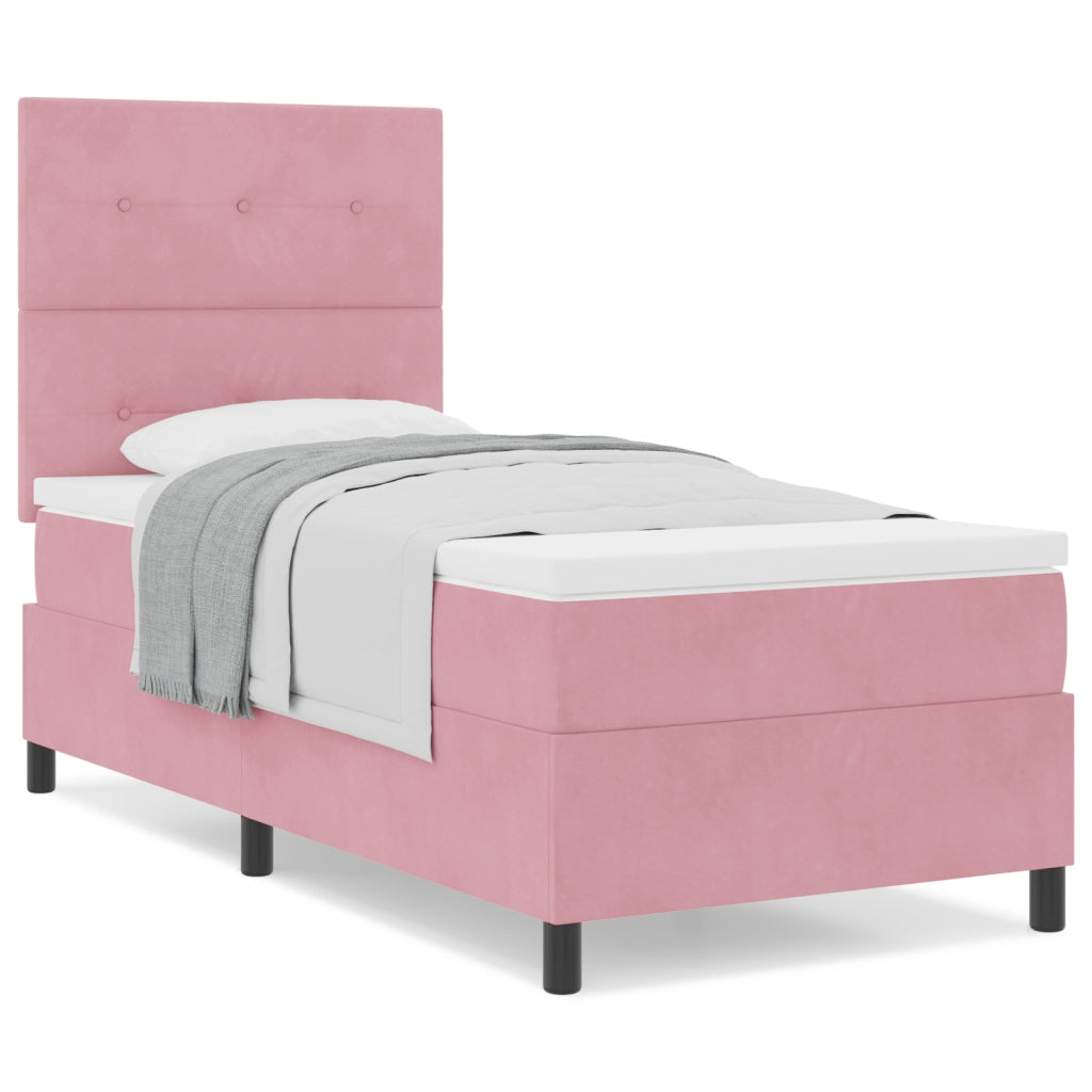 Letto con Rete e Materasso Rosa 80x200 cm Velluto
