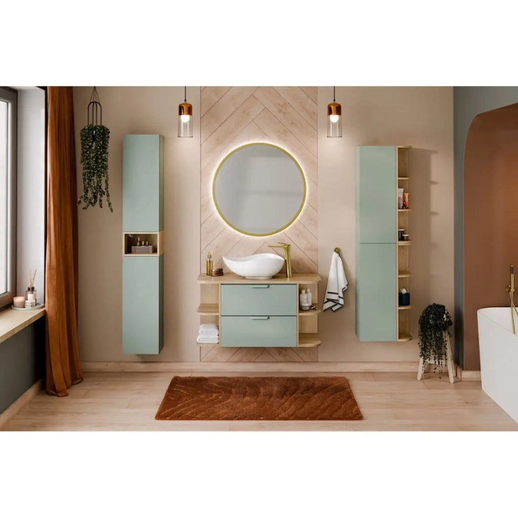 Colonna bagno sospesa OSTER 80 cm verde salvia 1 porta