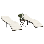 Lettini Prendisole 2 pz con Tavolino Marrone in Polyrattan 368252