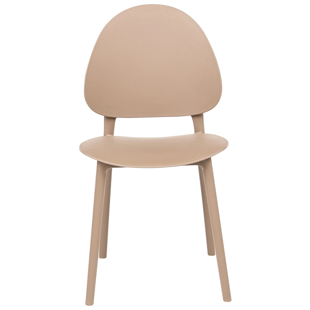 Set di 4 sedie da pranzo in plastica beige per interni ed esterni senza braccioli stile classico minimalista