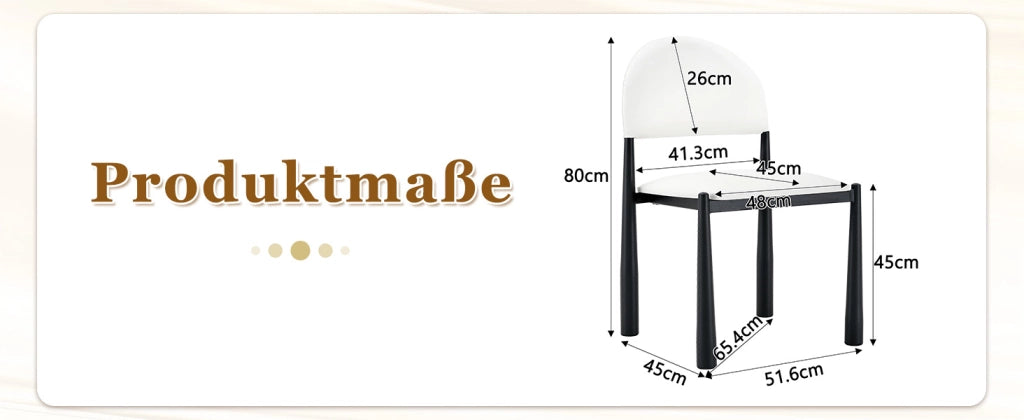 SEDIE da pranzo imbottite Set da 2 pezzi 80 cm PU bianco gambe in metallo
