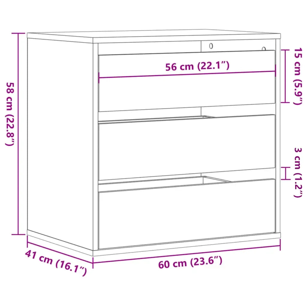 vidaXL Cassettiera Angolare Rovere Artigianale 60x41x58cm Multistrato