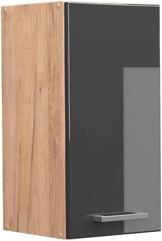 Pensile da cucina R-Line, Antracite lucido, 30 cm, per la libera combinazione all'interno di sistemi cucina modulari