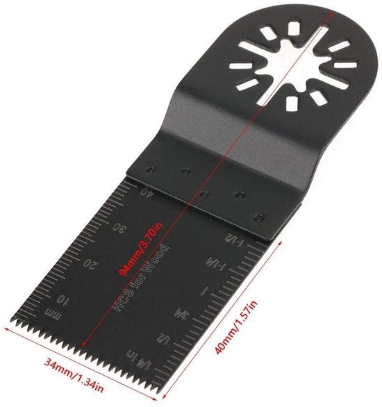 Set di Lame Oscillanti da 20 pezzi - Multitool con Lame in Acciaio di Alta Resistenza - Larghezza della Lama 34 mm - Lunghezza Totale 94 mm - Resistente ai Colpi