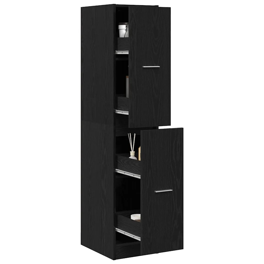 Armadietto da Farmacia Rovere Nero 30x41x144,5 cm in Truciolato