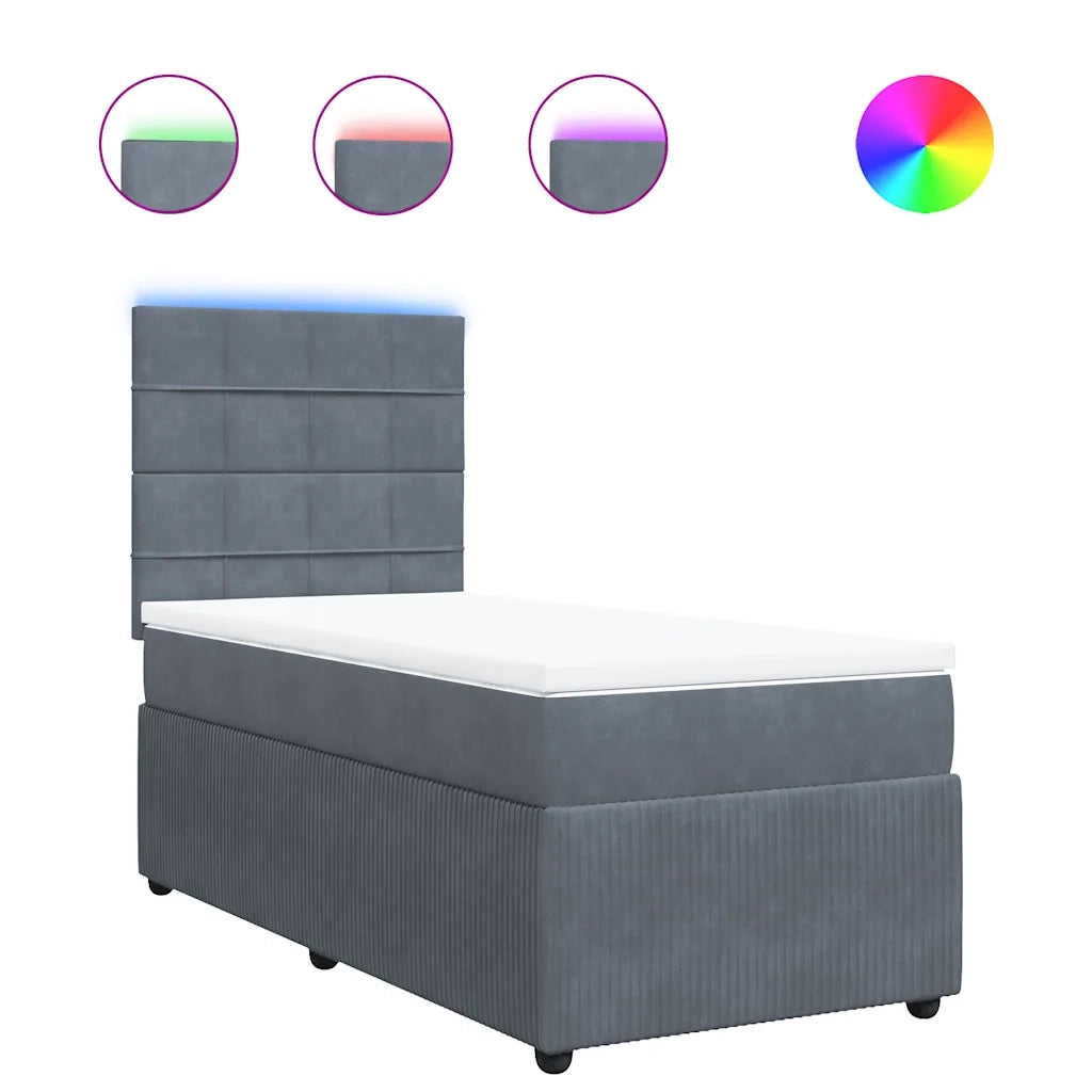 Giroletto a Molle con Materasso Grigio Scuro 80x200 cm Velluto