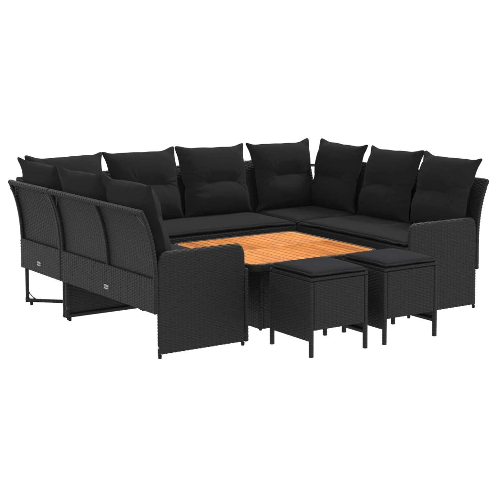 Set di Mobili con cuscino 8 pcs Nero Rattan in PE