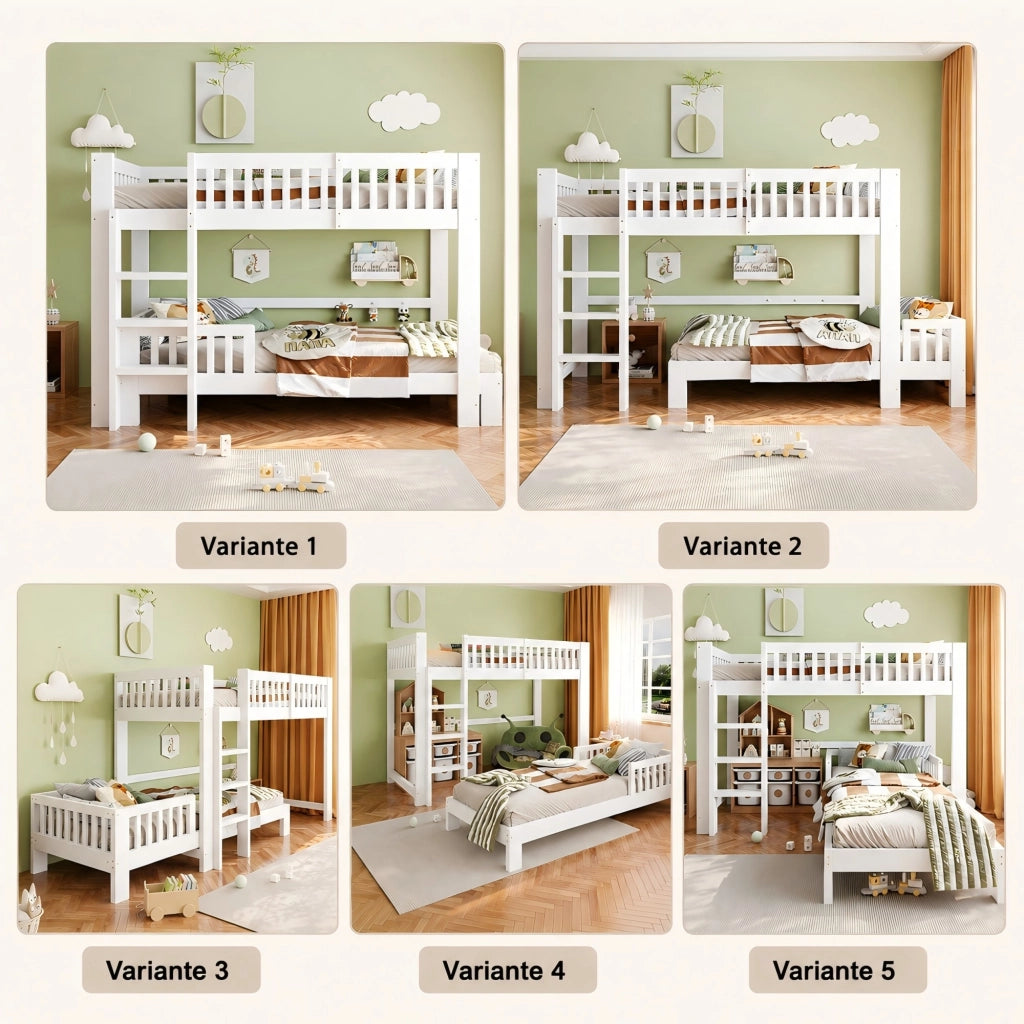 letto modulare in legno bianco 104 x 215 cm