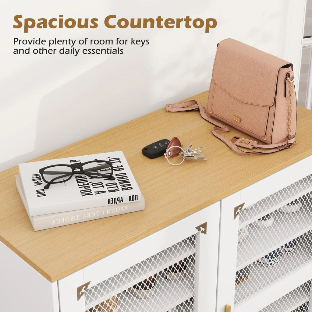 Scarpiera a 7 livelli, scarpiera con ripiani regolabili, scarpiera autoportante con ventilazione, cassettiera per ingresso e corridoio (bianco, 80 x 37 x 106 cm)