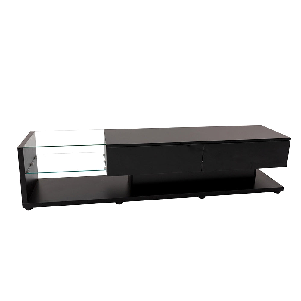 Mobile TV 170x36x38 cm; 2 cassetti e LED regolabile; truciolato; nero