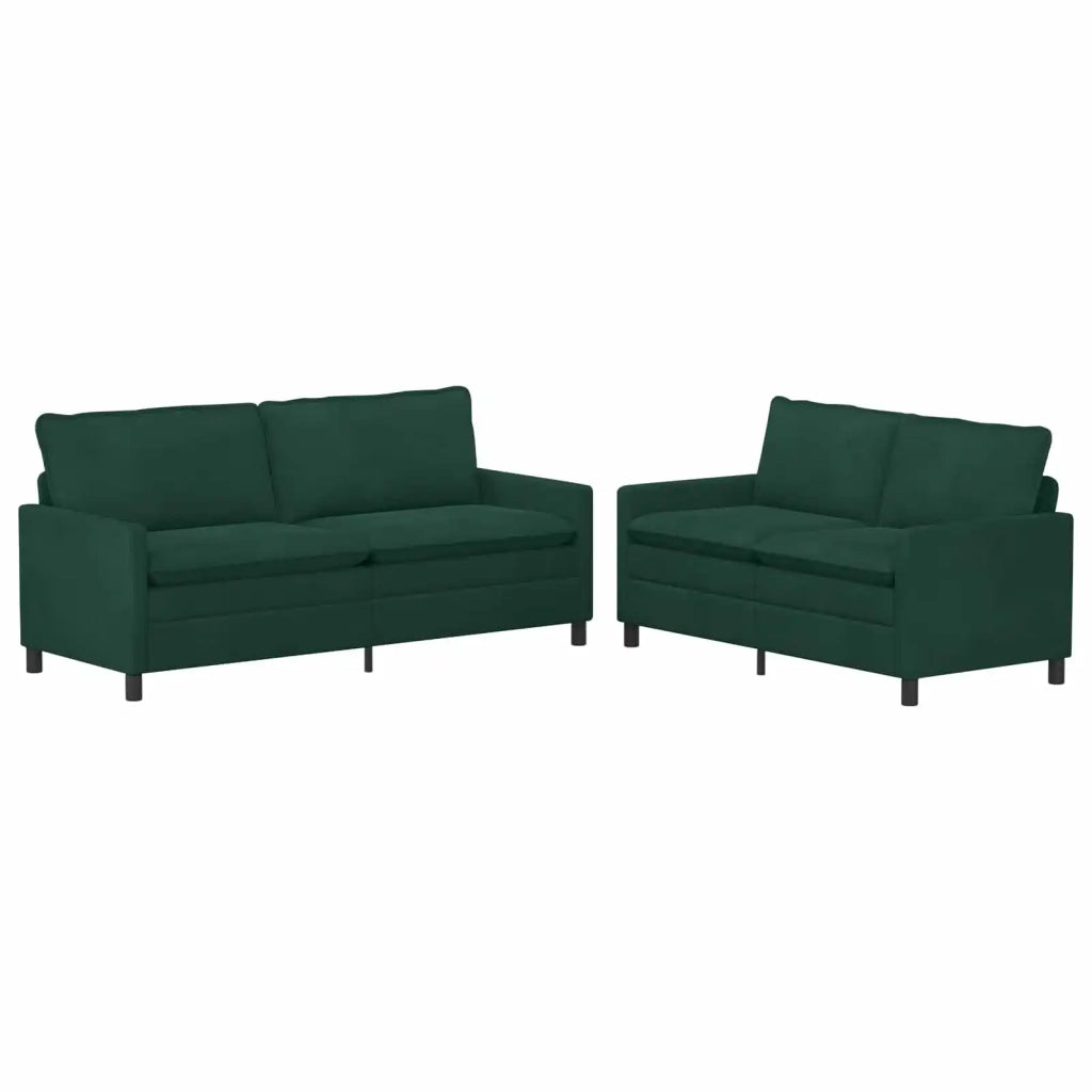 Set di divani 2 pcs Verde Scuro Velluto
