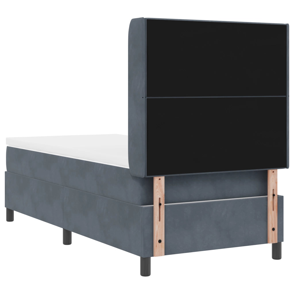 Letto con Materasso Dark Grey 80x200 cm Velluto