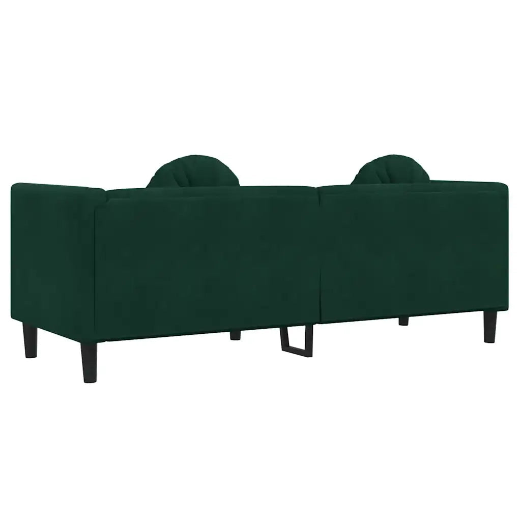 Divano a 3 Posti con Cuscini Verde Scuro in Velluto 372644