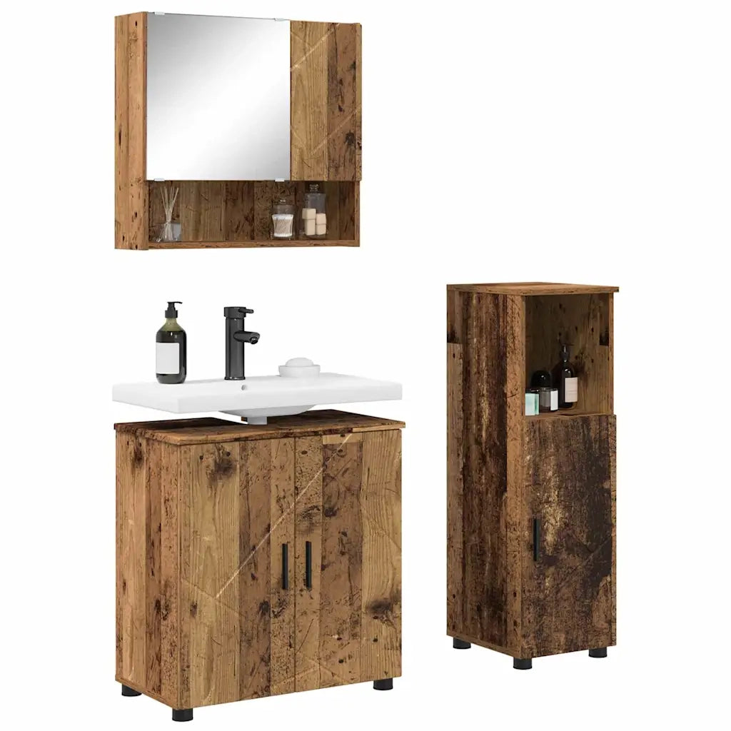 Set di mobili per il bagno con porta 3 pcs Legno vecchio 3392951
