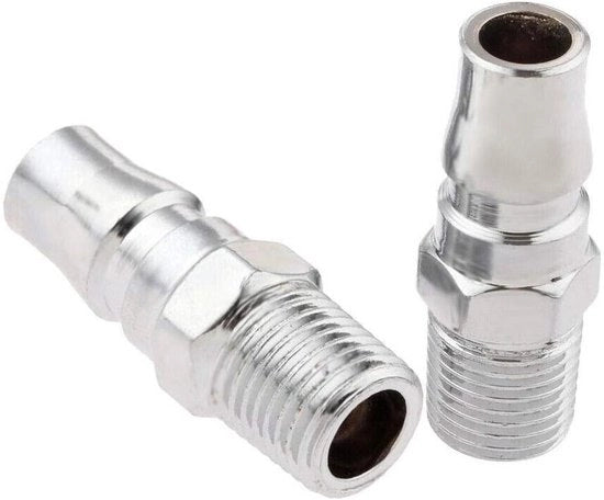 Connettori di tubo aerei BSP, collegamento rapido, maschio, adattatore per compressori, strumenti (lotto da 2) PM20-1/4" ARGENTO