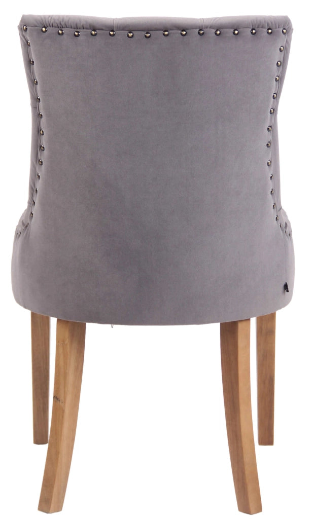 Set 4 poltrone pranzo Aberdeen in velluto grigio,antico chiaro