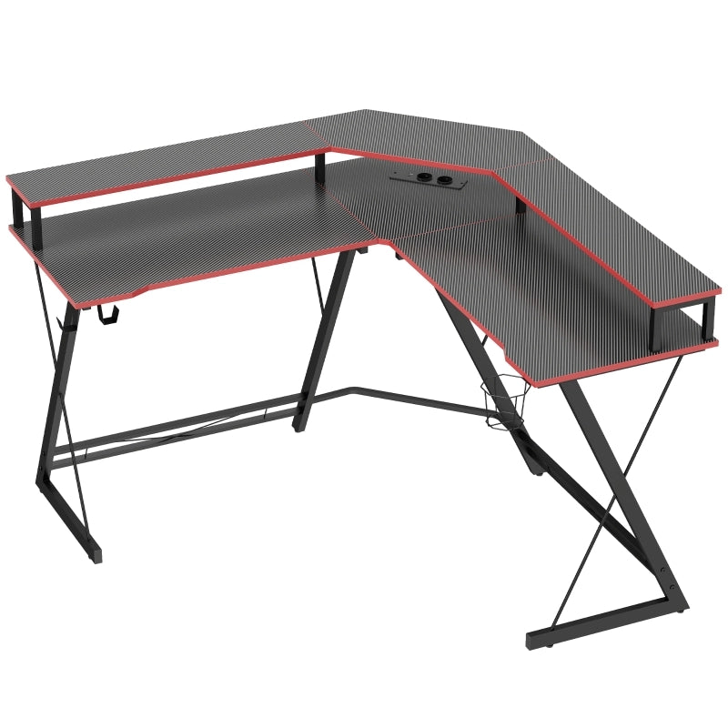 SCRIVANIA ANGOLARE L 128x128 cm Nera con supporto monitor